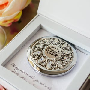 Bride Gift from Mom, Bride Gift from Mother, Mother and Daughter love Compact NEW! Custom Color High-End Mother I love you card Mirror