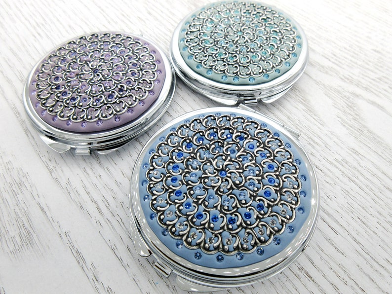 PICK YOUR COLOR Classic Swarovski Compact Mirror with Free Etsy