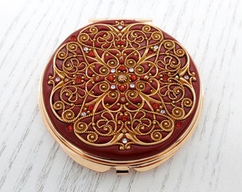 GARNET | Classic Rose Gold Compact Mirror | Large Compact Mirror | Classic Custom Rose Gold | Unique Wedding Gift