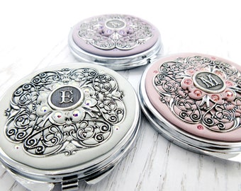 PICK YOUR COLOR | Bridesmaid Compact Mirror Personalized Bridesmaids Gift Free Gift Wrap Wedding Party Compact Mirror with Free Gift Wrap