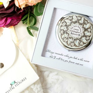 MAMAN et FILLE | Compact maman et fille NOUVEAU ! Miroir haut de gamme, couleur personnalisée pour maman, je t'aime, avec de vrais cristaux
