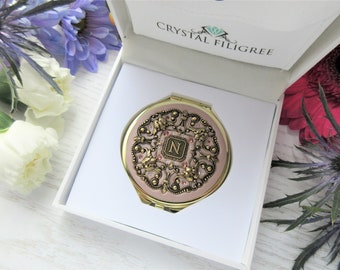 PICK YOUR COLOR | Gold Compact Mirror |Personalized Bridesmaids Gift Wedding Party | Compact Mirror with Free Gift Wrap