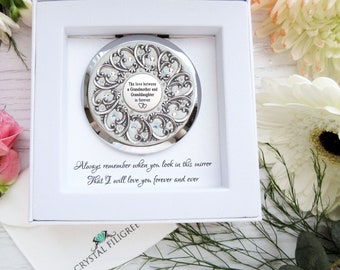 NEW! Grandmother and Granddaughter-Custom Color-I love you card-Push Button-Real Crystals