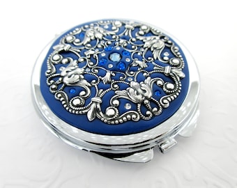 ROYAL BLUE | Classic Centerstone Real Compact Mirror with Free Custom Gift Wrap