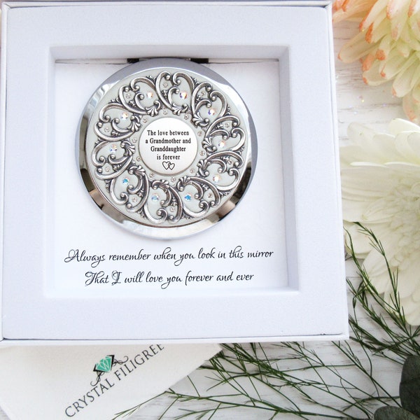 Bride gift from Grandmother NEW! Grandmother and Granddaughter-Custom Color-I love you card-Push Button-Real Crystals