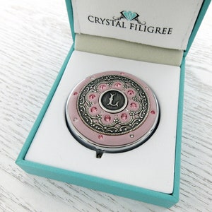 Dusty Pink | Personalized Bridesmaid Gift Pill box/ Mint Box, lip gloss container, Real Crystals