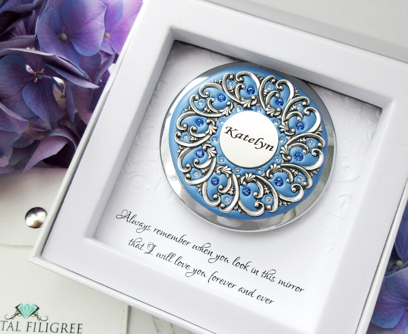 New Daughter Bridal Gift Bride Gift from Mom Wedding gift for Daughter Compact Mirror Gift, Bridal Mirror, Unique Bridal Gift image 1