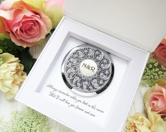 GROOM TO BRIDE Gift | Custom Couple Initials Gift | Personalized Compact Mirror, Personalized Wedding Gift, Bridal Shower favors