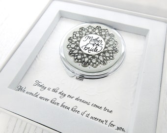 Mother of the Bride Gift from Daughter | Mother of the bride Mirror | Mirror Push Button,with real Crystals