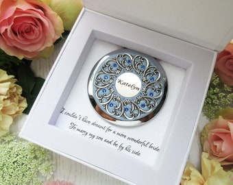 Nouveau! Cadeau belle-fille | Nouveau cadeau de mariée | Cadeau de belle-mère pour la mariée | Cadeau de miroir compact, miroir compact de mariée, cadeau de mariée unique