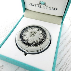 PICK YOUR COLOR | Custom Personalized Pill box/ Mint Box, lip gloss container with Real Crystals and Silver-tone Filigree