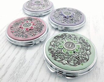 PICK YOUR COLOR | Bridesmaid Compact Mirror Personalized Bridesmaids Gift Free Gift Wrap Wedding Party Compact Mirror with Free Gift Wrap