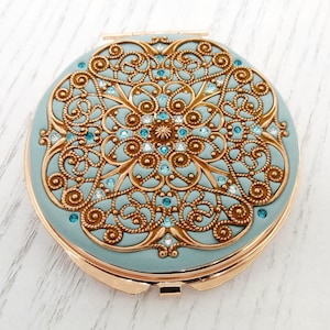 ROBIN EGG | Classic Rose Gold Compact Mirror | Large Compact Mirror | Classic Custom Rose Gold | Unique Wedding Gift