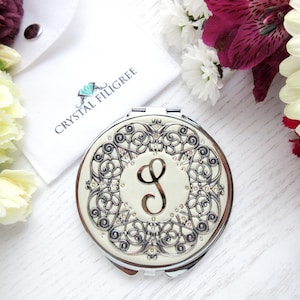 PICK YOUR COLOR | Monogram Bridesmaid Gift | Personalized Compact Mirror | Custom Color Compact Mirror | Real Crystals