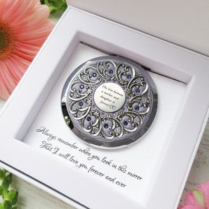 Mother and Daughter Compact NEW Custom Color High-End Mother I love you card Mirror Push Button,with real Crystals image 2