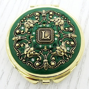 SMARAGDGRÜN | Gold Taschenspiegel Personalisierte Brautjungfern Smaragdgrün Hochzeitsgeschenk Hochzeitsfeier Taschenspiegel Personalisierte Brautjungfern