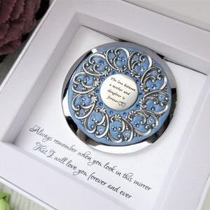 Mother and Daughter Compact NEW Custom Color High-End Mother I love you card Mirror Push Button,with real Crystals image 1