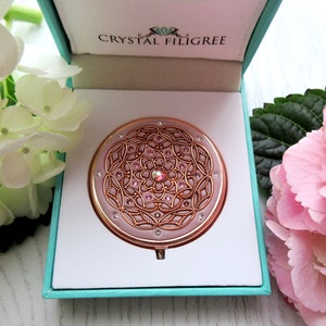 PICK  YOUR COLOR | Rose Gold Pill Box Case Organizer/ Mint Box with Real Crystals- Mulitcolored Crystals