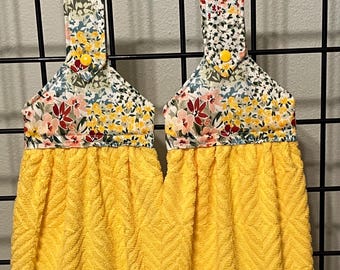 Floral Topper Yellow Hanging Kitchen Towel