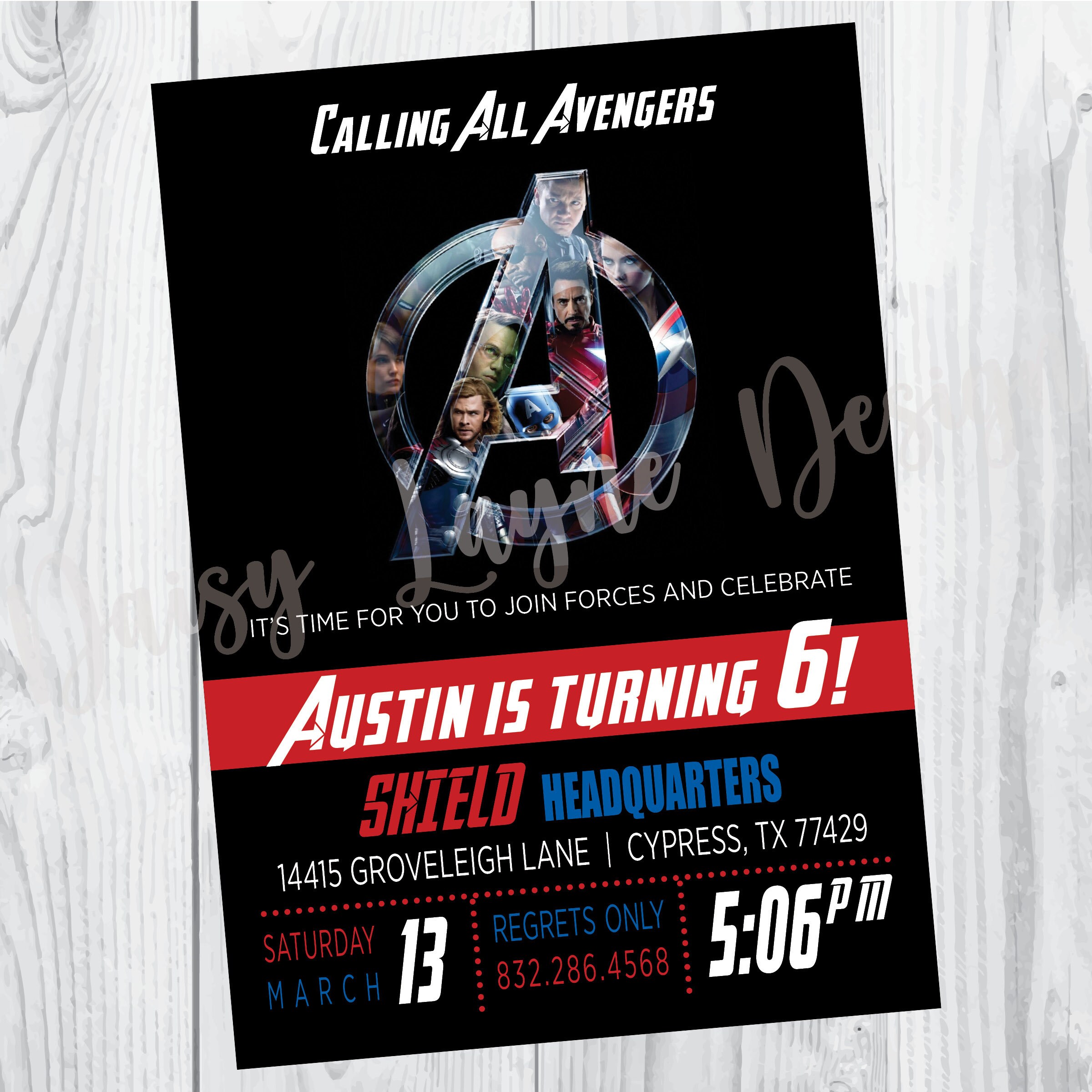 PRINTED Birthday Invitations | Birthday Invitations | Avengers | White ...