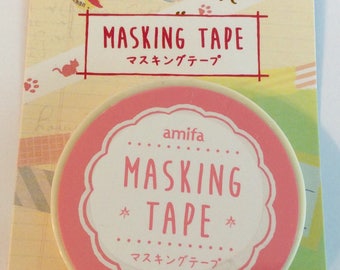 Skinny Washi Tape "Cat Tracks" in Light Pink  by Amifa of Japan 7.5mm x 8 meter roll.