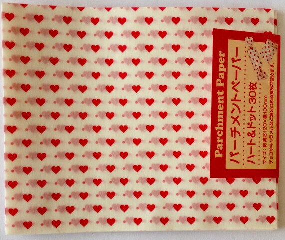 SALE 30 Sheets of Pre-cut Heart Print Parchment Paper Sheets