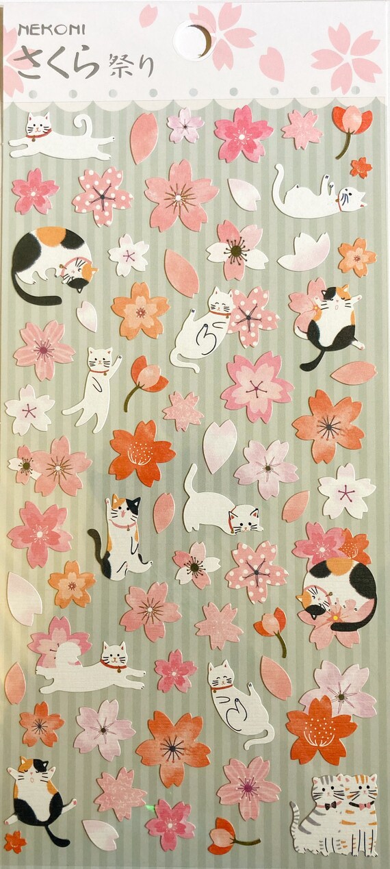 Sakura Cats Stickers From Nekoni. Bujo/planner/happy - Etsy
