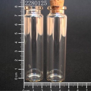 10pcs 20ml Clear Glass Bottle Vial Charm Pendant 22x80mm Glass Bottle with Cork and Silver Eyehook image 1