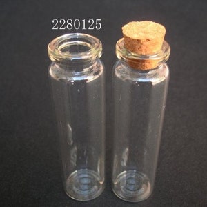 10pcs 20ml Clear Glass Bottle Vial Charm Pendant 22x80mm Glass Bottle with Cork and Silver Eyehook image 2