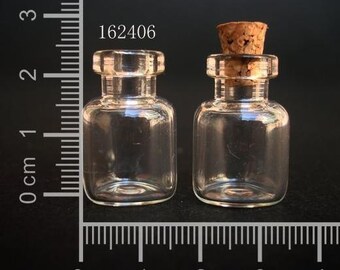 10 pcs 1.5ml Small Clear Glass Bottle Vial Charm Pendant 16x24mm- Glass Bottle with Cork and Silver Eyehook