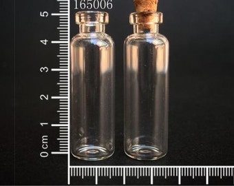 10 pcs 5ml Small Clear Glass Bottle Vial Charm Pendant 16x50mm- Glass Bottle with Cork and Silver Eyehook