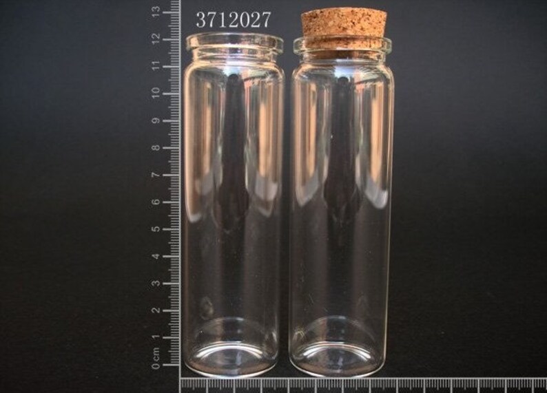 10 pcs 90ml Small Clear Glass Bottle Vial Charm Pendant 37x120mm Glass Bottle with Cork and Silver Eyehook image 1