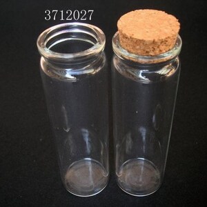 10 pcs 90ml Small Clear Glass Bottle Vial Charm Pendant 37x120mm Glass Bottle with Cork and Silver Eyehook image 2
