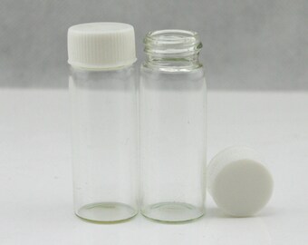 10pcs 114ml Small Clear Glass Bottle Vial Charm Pendant 22x60mm- Glass Bottle with White Plastic Caps