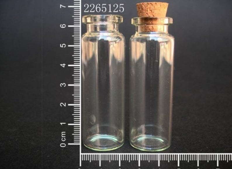 10pcs Clear Cylinder Glass Bottles Loop Charm Pendant Cork Stopper Vials