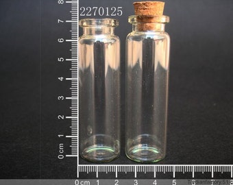 10pcs 18ml Clear Glass Bottle Vial Charm Pendant 22x70mm- Glass Bottle with Cork and Silver Eyehook