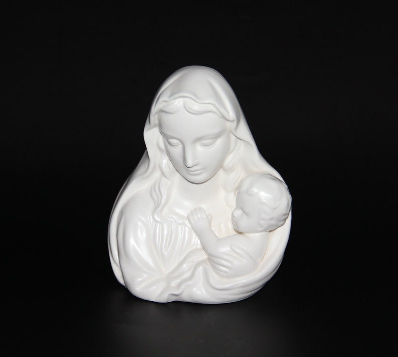 Blessed Virgin Mary Holding Baby Jesus Figurine Planter image 0