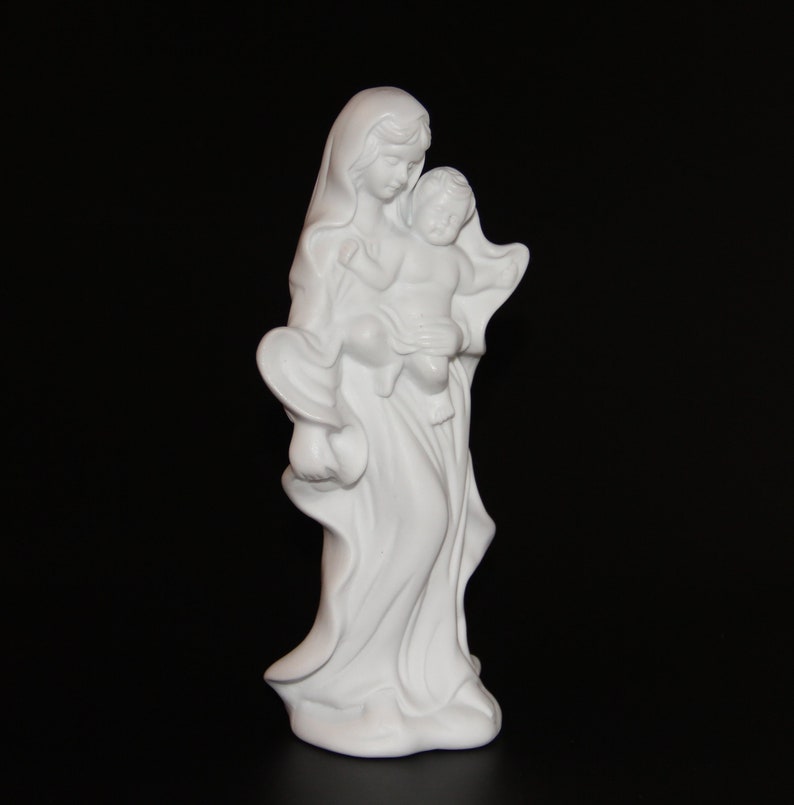 Mary Holding Baby Jesus Porcelain Statuette Figurine image 2