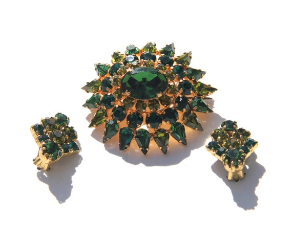 RARE Vintage Crystal Flower Necklace /& Earrings Set Made in Austria Demi Parure Lot of 2