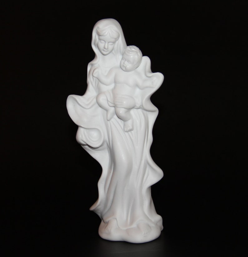 Mary Holding Baby Jesus Porcelain Statuette Figurine image 0