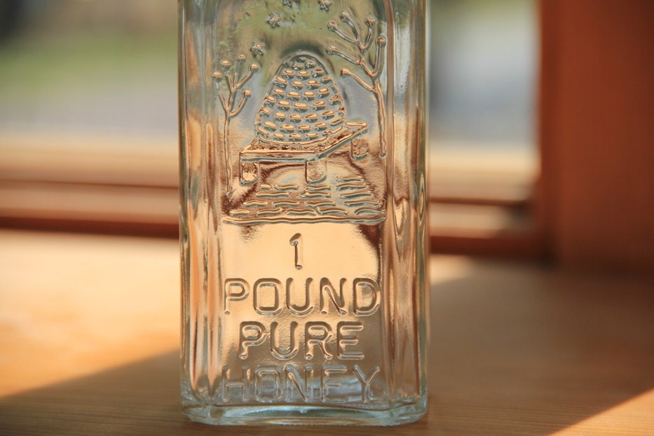 Vintage Honey Acres 1 Pound Pure Honey Bottle Etsy