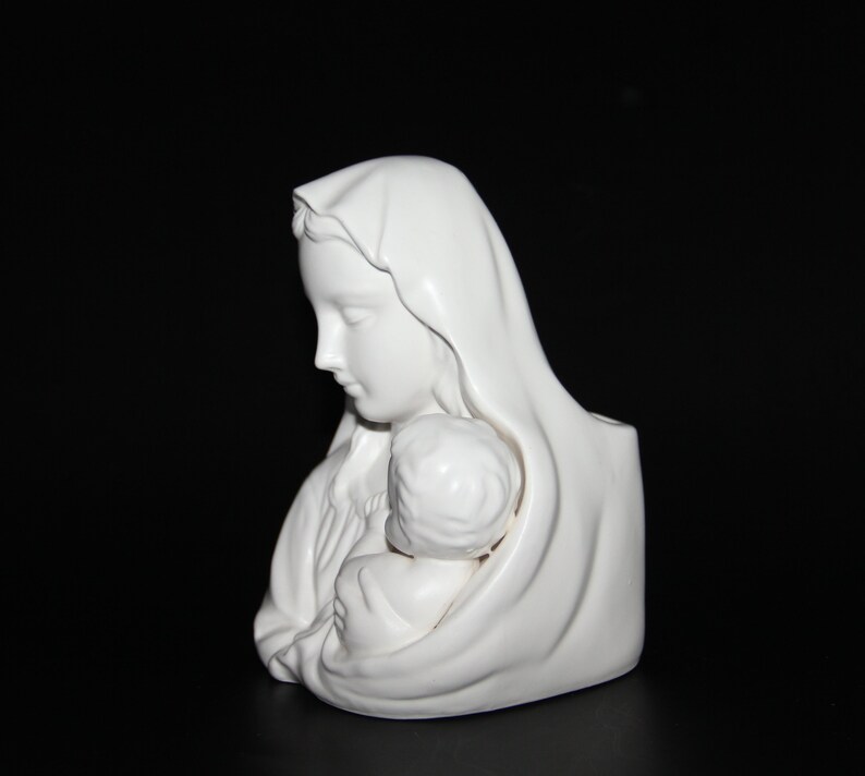 Blessed Virgin Mary Holding Baby Jesus Figurine Planter image 1