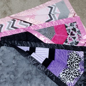 Custom made luxe minky blanket pink purple