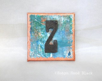 4 Letter Z Greek rhodium plated M492