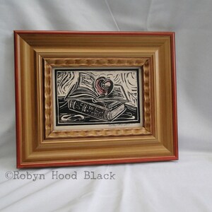 Framed Apple with Books Relief Print - Great Teacher Gift