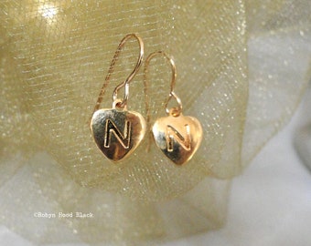 Simple and Sweet Letter N Heart Earrings