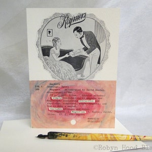 Vintage Library Card Valentine&#39;s Day Card: 1927 Illustration