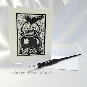 Raven and Cauldron Single Card with Optional Mat