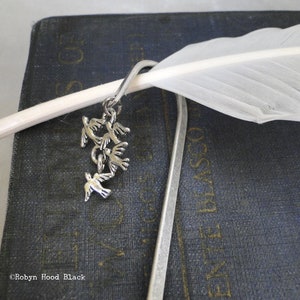 Flock of Birds Antique Silver Toned Bookmark with Pewter Charm