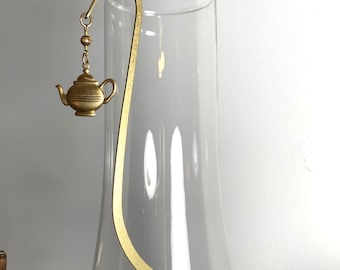 Teapot Bookmark for Tea Lover - Goldtone